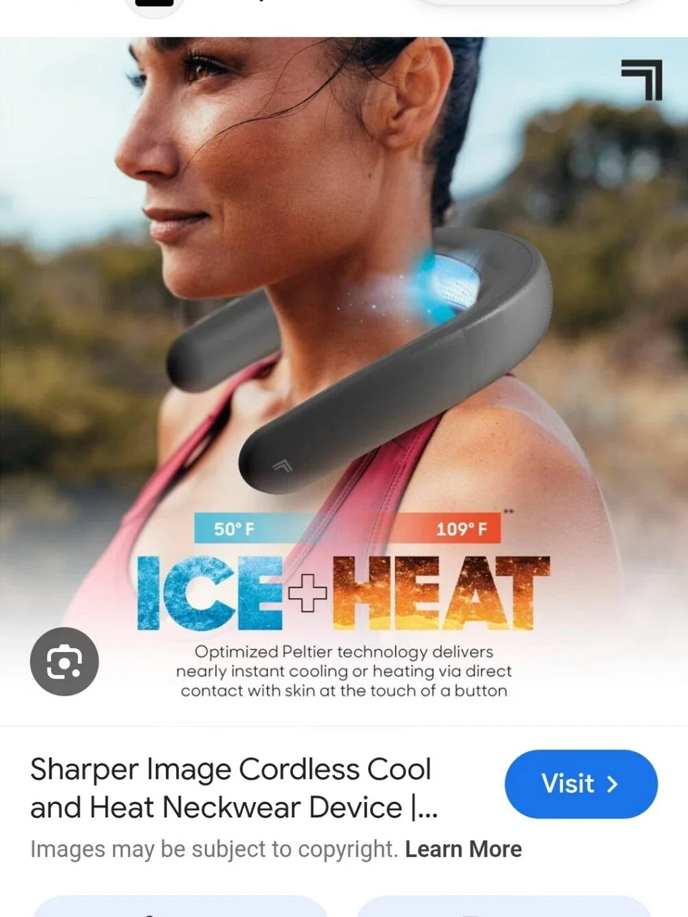 Sharper Image Cordless Cool & Heat Neckwear Device - White & Bkack
